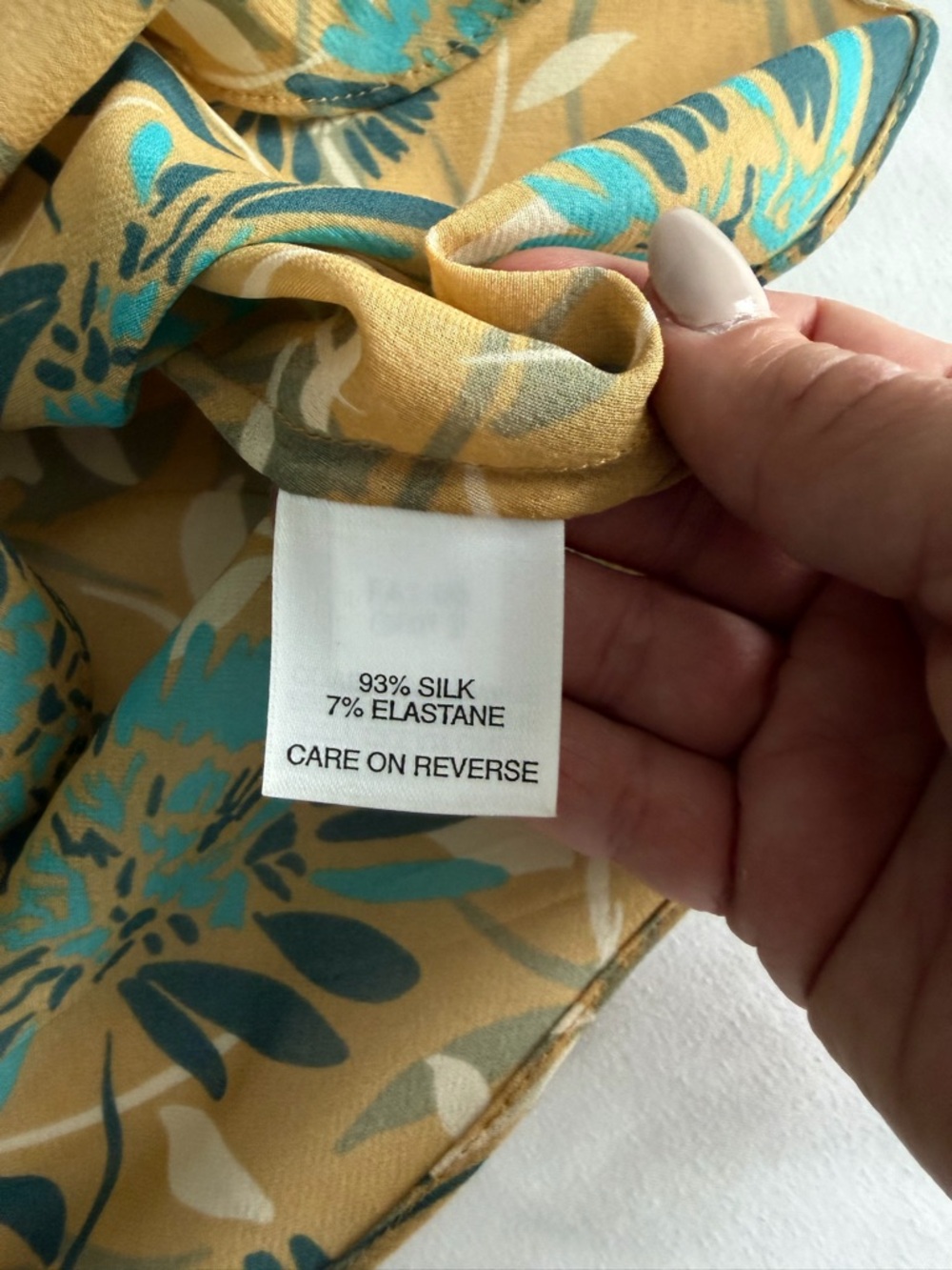 St. John Silk Teal Golden Yellow Floral Collarless Cap Sleeve Sheer Blouse Top - Picture 12 of 16